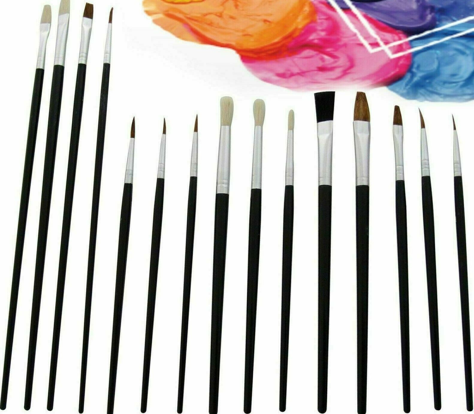 12 x Artist Brush Set Painting Brushes Assorted Artist Kids Paint Hobby ...