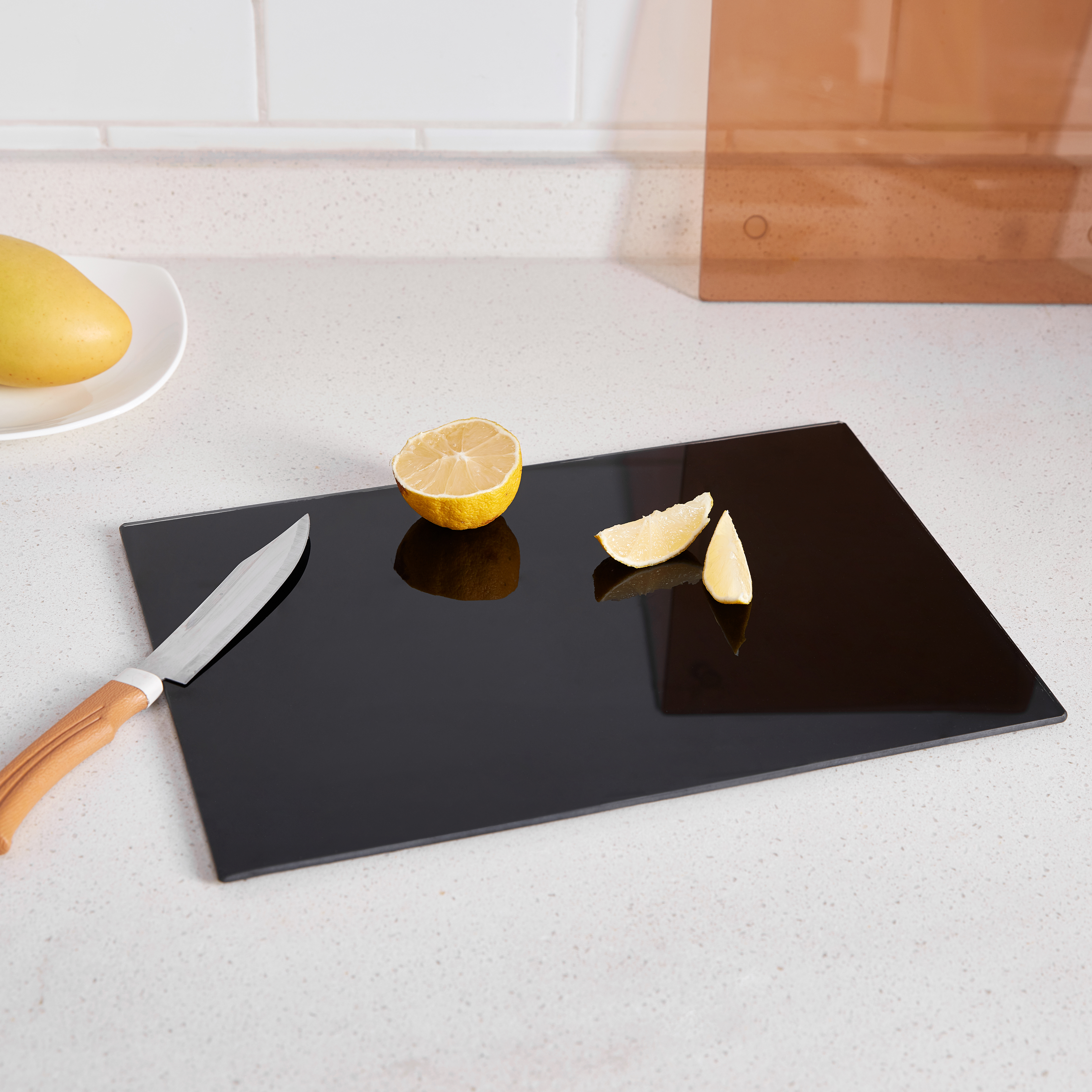 Glass Worktop Saver Kitchen Chopping Cutting Utensil Board Black Copper Slate Ebay 