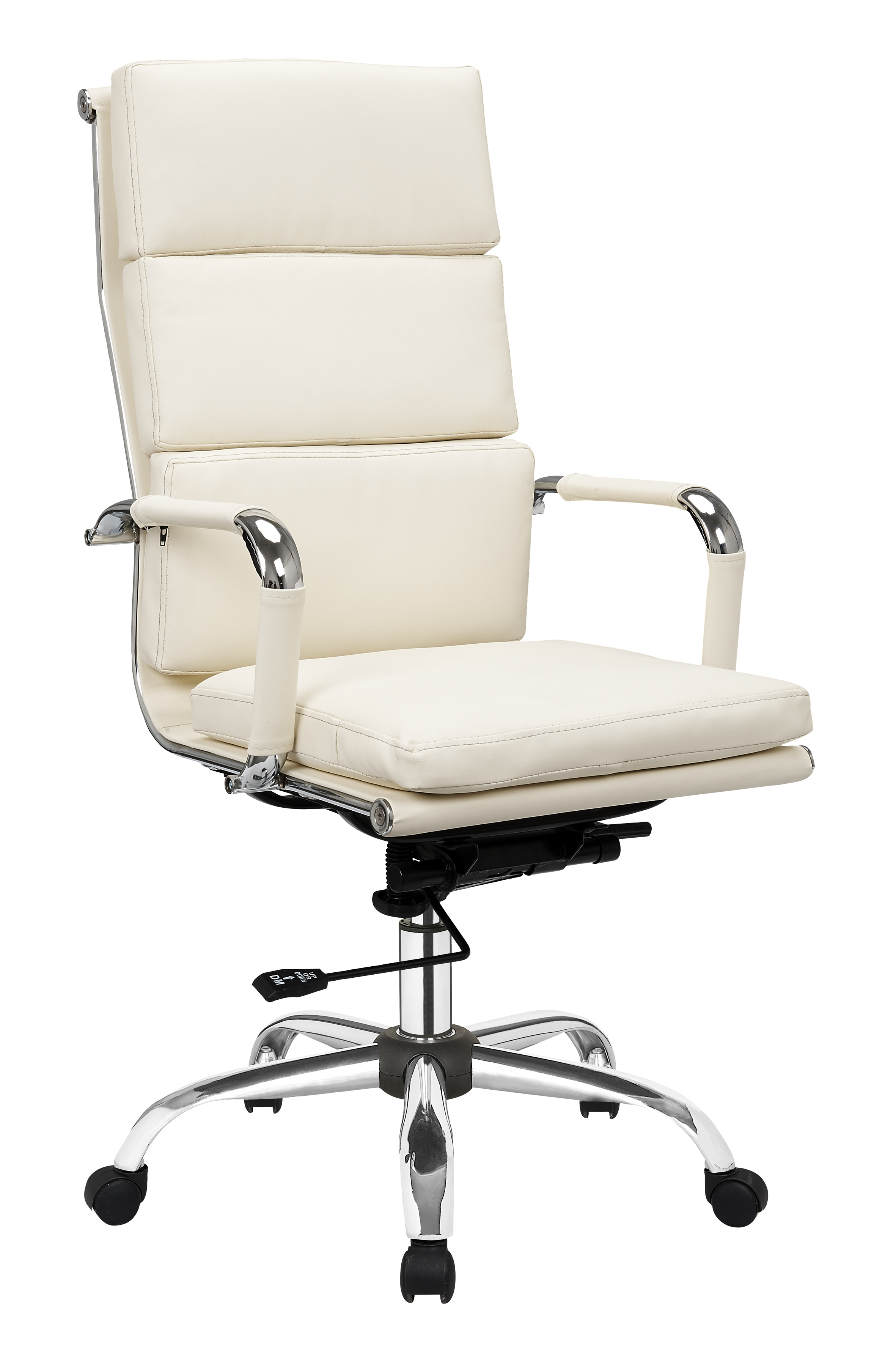 Premium Quality Cream Leather Office Manager Gas Lift Chair Chrome Base ...