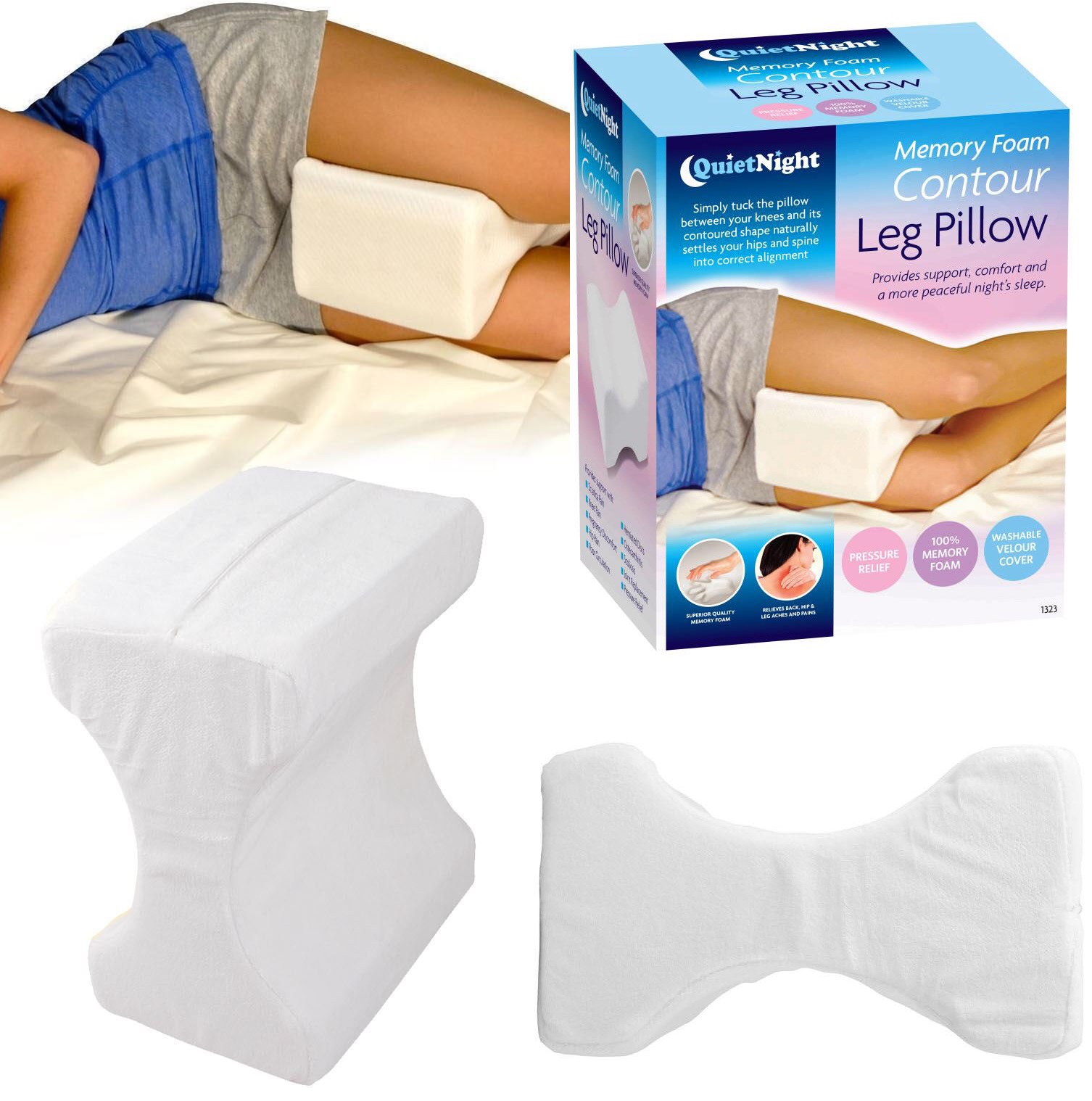 Contour Memory Foam Leg Pillow Orthopaedic Firm Back Hips & Knee