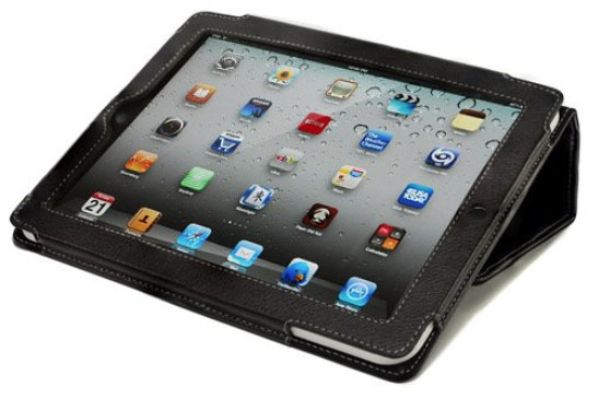 FOLIO BLACK LEATHER IPAD 2 CASE COVER STAND SKIN WALLET  