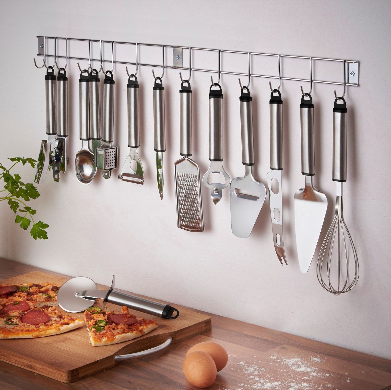 13pc Cooking Utensil Set Stainless Steel Kitchen Gadget Tool With Hanging Bar | eBay