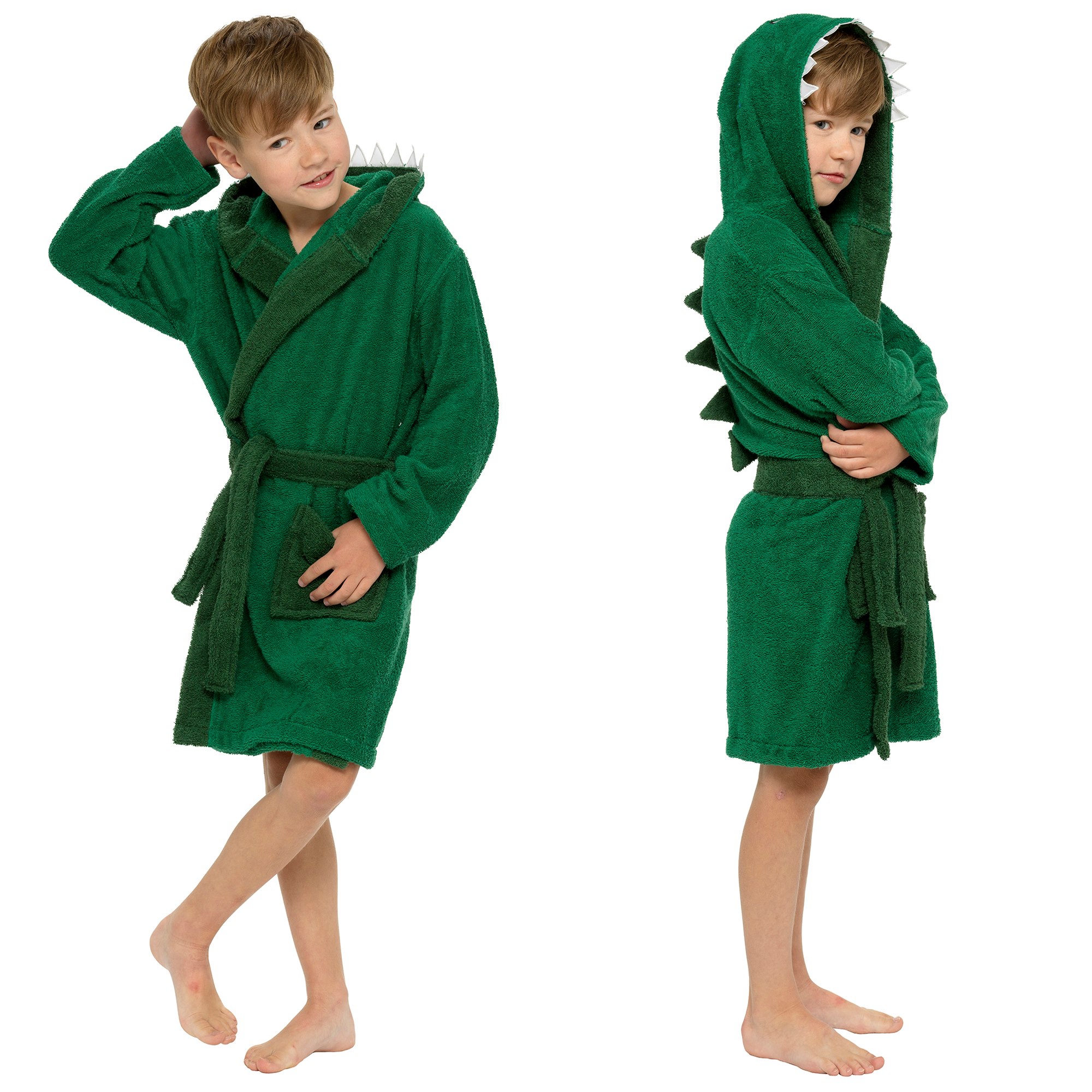 Dinosaur Hooded Towelling Bath Towel Robe Shower Beach Swimming Cotton ...