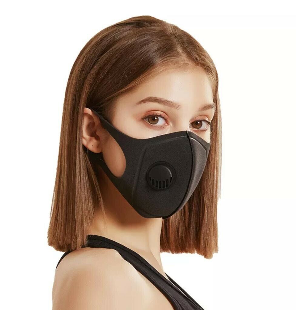 Face Mask Protective Covering Mouth Masks Washable Reusable Black Easy ...