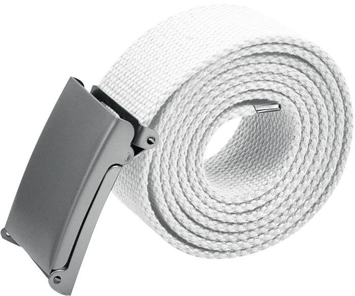 white fabric belt