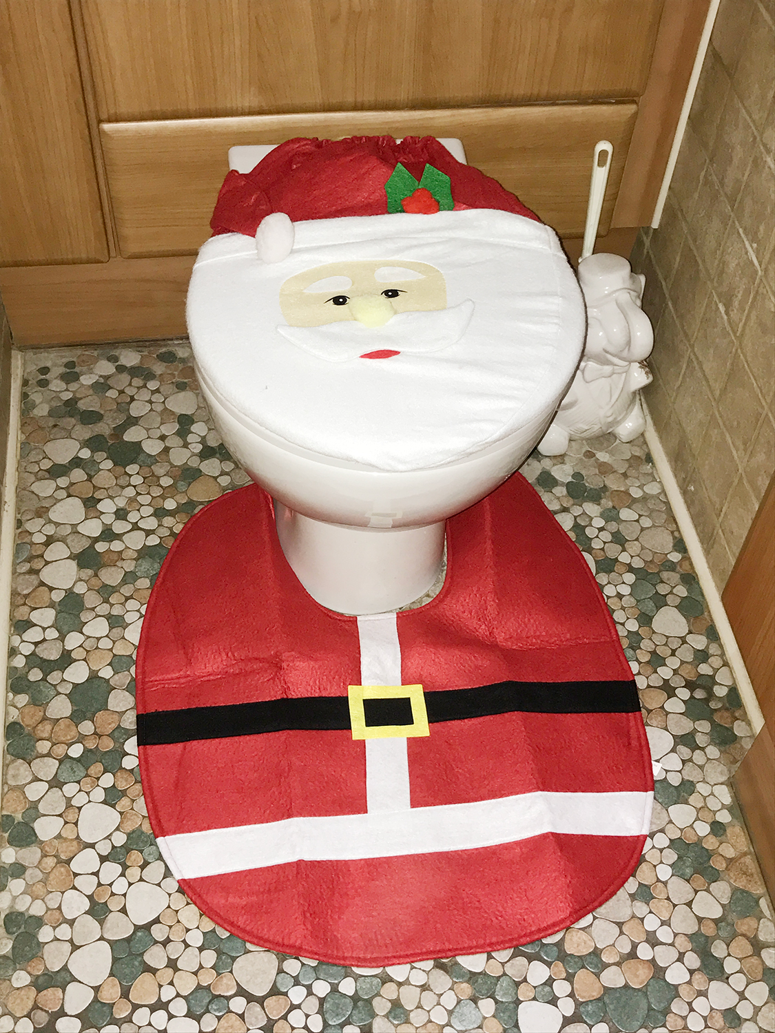 Santa Clause / Elf Toilet Seat Cover & Floor Mat Bathroom Father ...
