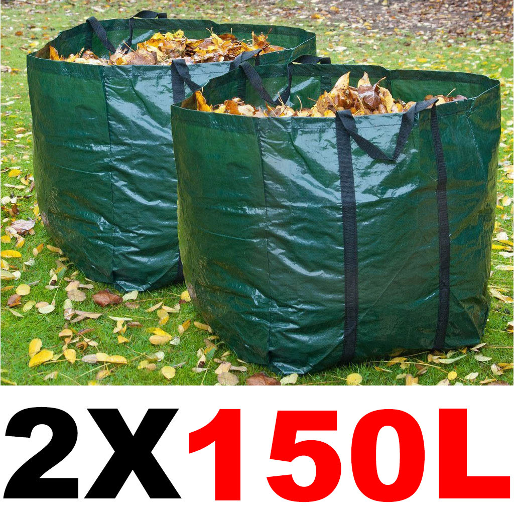 2 X 150L Large Garden Refuse Storage Bags Sacks for Waste Handles